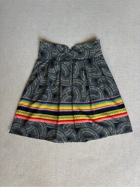 Francesca’s Blue Rain colorful graphic ikat rockabilly retro swing skirt size S